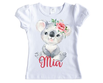 Baby Koala Personalized Girls Shirt - Short Sleeves - Long Sleeves - image1